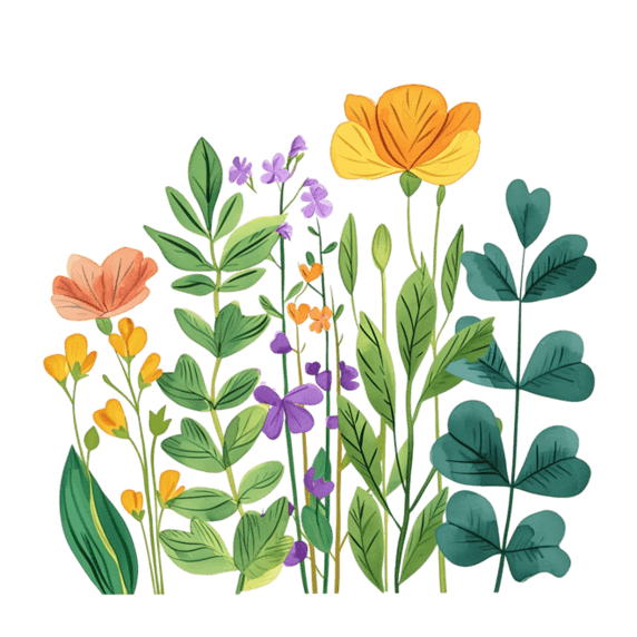 创意花草植物手绘元素春季花朵春天插画