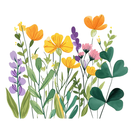 创意花草春天植物春季花朵手绘元素插画