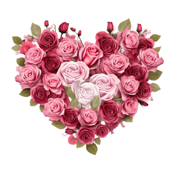 创意简约玫瑰爱心情人节花朵花束元素