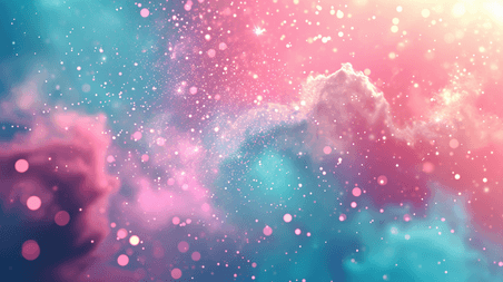 创意粉蓝色彩色朦胧意境星光梦幻背景