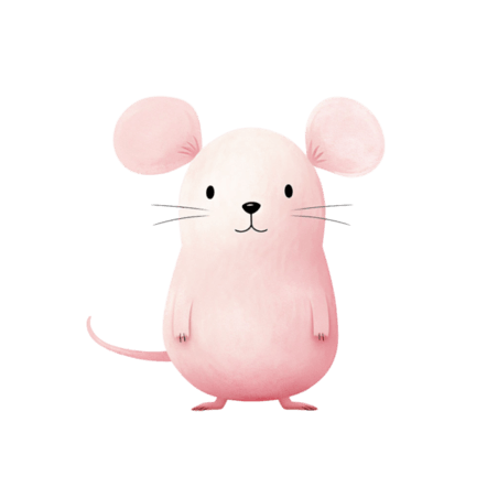 创意矢量粉色老鼠卡通动物元素免抠图案