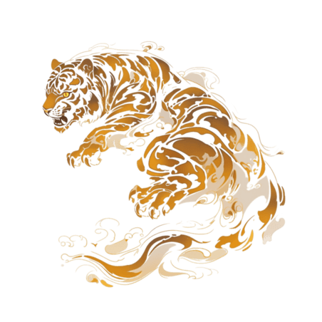 创意金色纹理动物十二生肖老虎元素手绘金箔