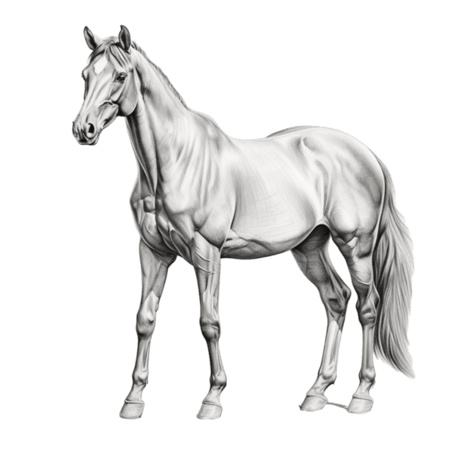 创意图形白色骏马元素免抠图案马匹动物素描