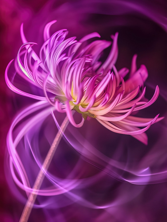 创意一朵美丽的菊花微距紫色抽象艺术感植物花卉花朵