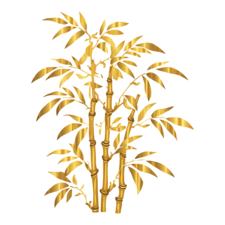 创意金箔剪纸竹子金色剪纸植物发财竹扁平免抠装饰元素
