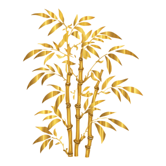 创意金箔剪纸竹子金色剪纸植物发财竹扁平免抠装饰元素