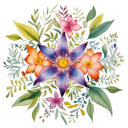 创意春天春季花朵花束植物图形彩色花团元素免抠图案