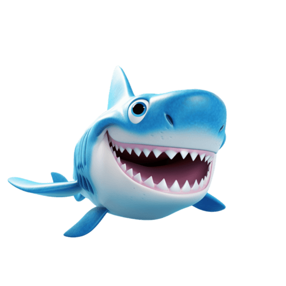 创意真实可爱鲨鱼卡通大白鲨元素立体免抠图案