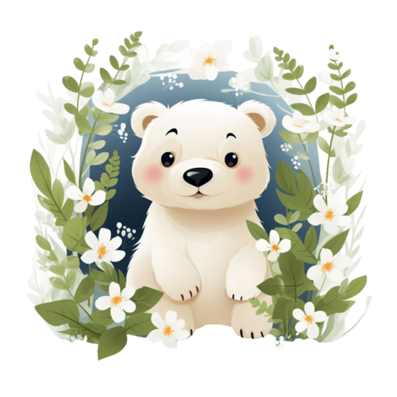 创意质感卡通动物可爱白熊元素免抠图案
