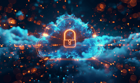 创意云技术锁安全保护概念科技科幻信息数据安全锁
