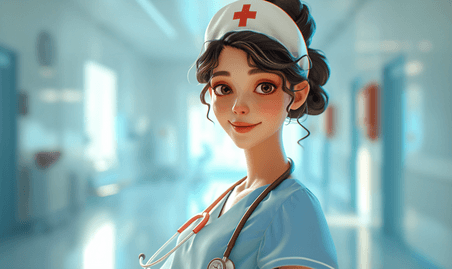 创意护士人物形象卡通医疗健康背景