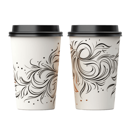 创意优雅纸杯饮料花纹咖啡杯元素免抠图案