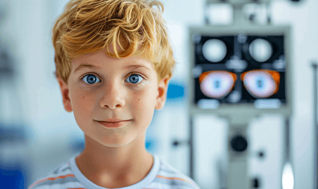 创意小男孩视力检测儿科欧美人像门诊治疗