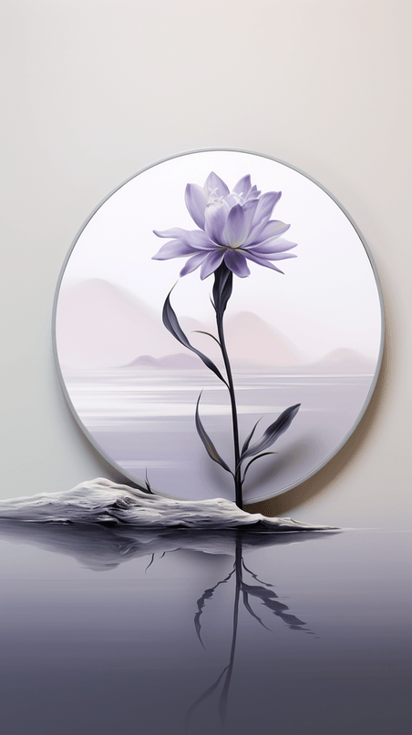 创意春天中国风意境中式简约清新浅紫色兰花电商促销设计