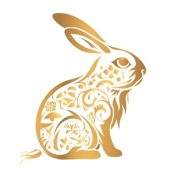 金色纹理动物剪纸风创意十二生肖兔金箔元素手绘