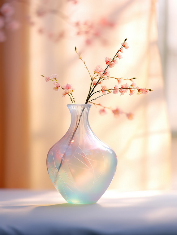 创意手工吹制玻璃花瓶浪漫唯美文艺插花背景图