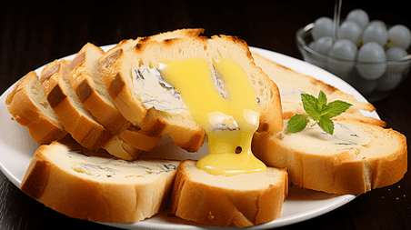 创意美味的蓝纹奶酪和面包西餐甜点芝士面包