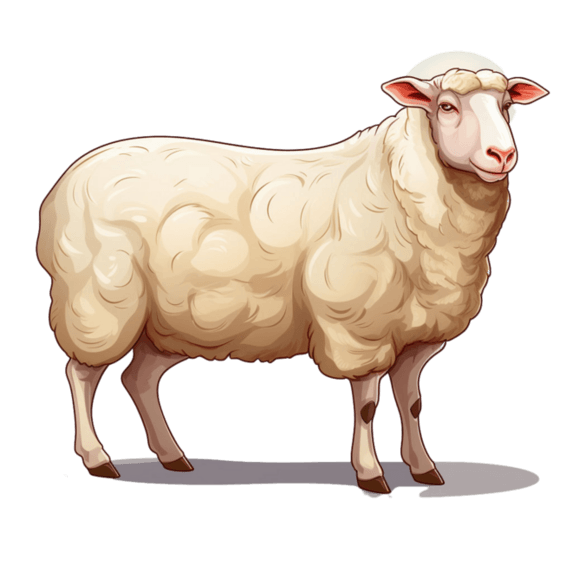 创意艺术憨厚绵羊元素免抠图案动物畜牧业
