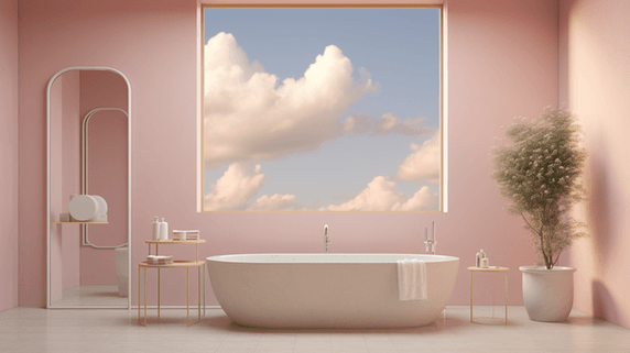创意3D立体家庭浴室简约图片背景图11