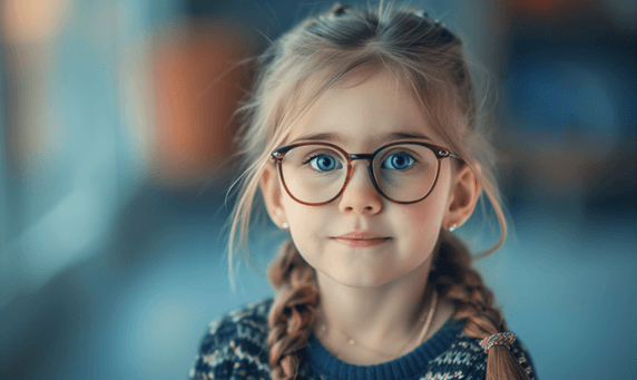 创意正在配眼镜的小女孩欧美儿童人像