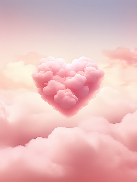 创意粉红色心形云情人节天空云朵爱心海报10