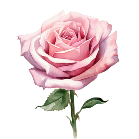 创意粉色玫瑰花水彩植物纹理美丽花朵元素免抠图案