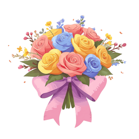 创意2.14情人节花束鲜花送花献花装饰元素