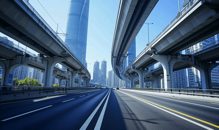 创意上海高架的路中交通运输城市枢纽
