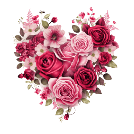 创意数字艺术玫瑰爱心元素免抠图案情人节植物花卉