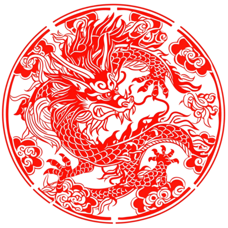 纹理春节十二生肖创意新年生效龙窗花剪纸手绘元素