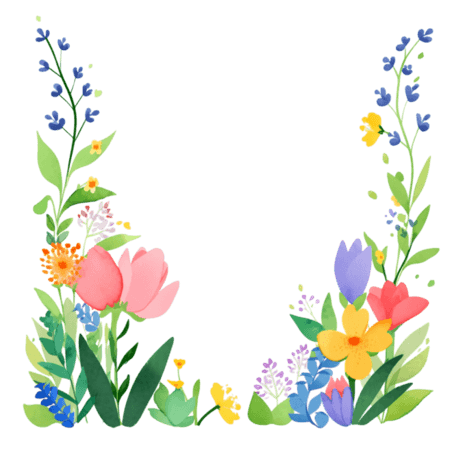 创意植物卡通手绘春天花草边框免抠元素