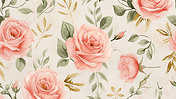 玫瑰花创意粉色浪漫盛开的花朵家纺面料花纹底纹背景春天插画20