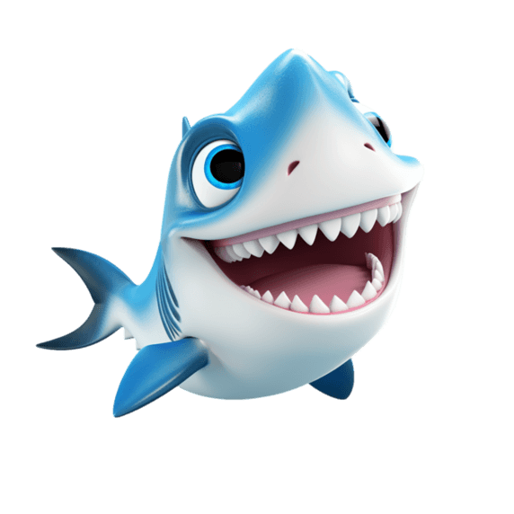 创意3d可爱卡通大白鲨鲨鱼元素立体免抠图案