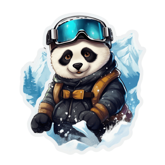 冬天冬季国宝动物创意合成运动熊猫元素免抠图案