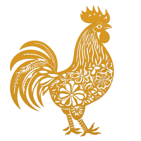 创意金色剪纸风金箔动物传统十二生肖鸡PNG素材