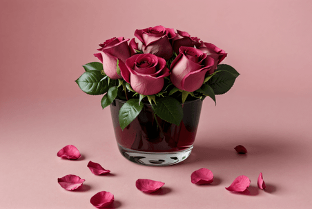 创意浪漫粉色情人节玫瑰花摄影配图文艺插花艺术植物