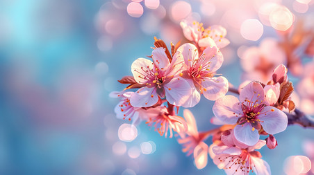 创意春天粉红色的樱花清新文艺背景