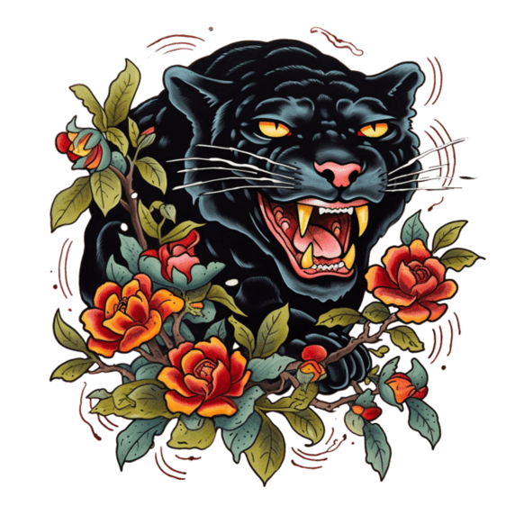 创意造型粗犷黑豹徽章头像元素立体免抠图案