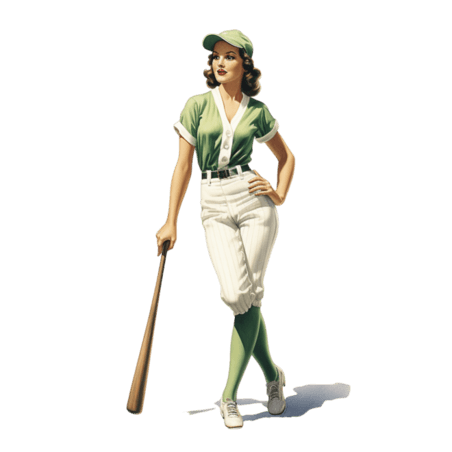 创意合成运动女士棒球人物元素立体免抠图案