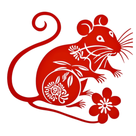 创意红色传统剪纸十二生肖鼠窗花动物设计