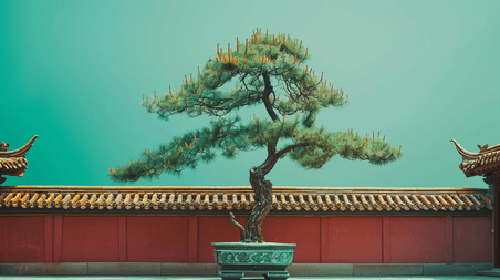 创意中国风中式意境庭院古典建筑风景插画14