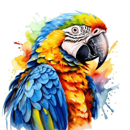 创意ai彩色水彩动物鹦鹉元素免抠图案