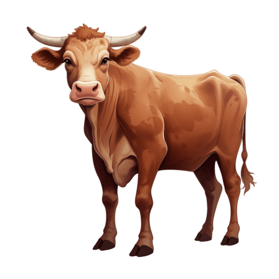 创意绘画黄牛动物元素免抠图案