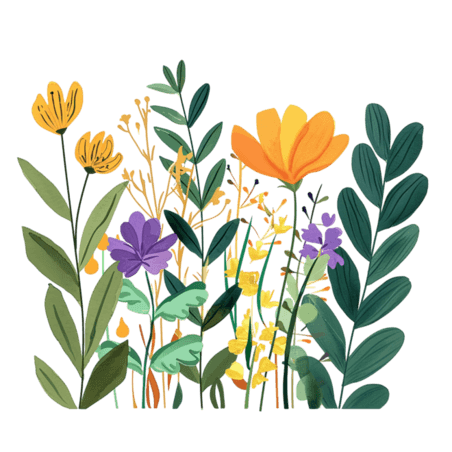 创意花草植物花朵手绘元素插画春天