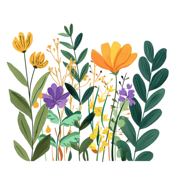 创意花草植物花朵手绘元素插画春天