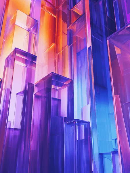 创意紫色和蓝色未来都市感商务抽象玻璃空间感