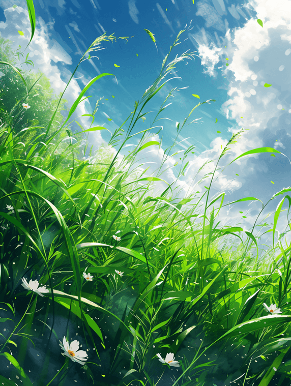 创意春意盎然的绿色春天春季小草背景48