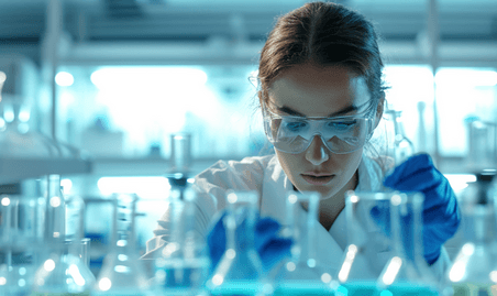 创意年轻女科学家在临床实验室试验研究化学生物