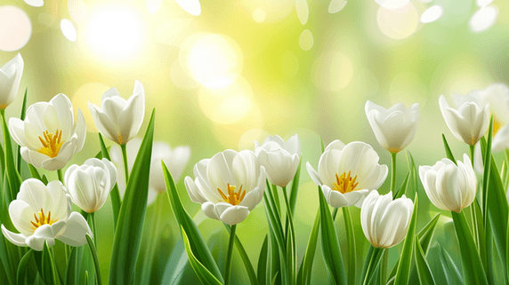 创意春天里水仙花文艺春季花朵植物户外阳光下草坪上花朵开放的背景11