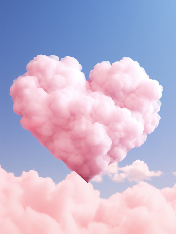 创意粉红色心形云情人节天空云朵爱心5